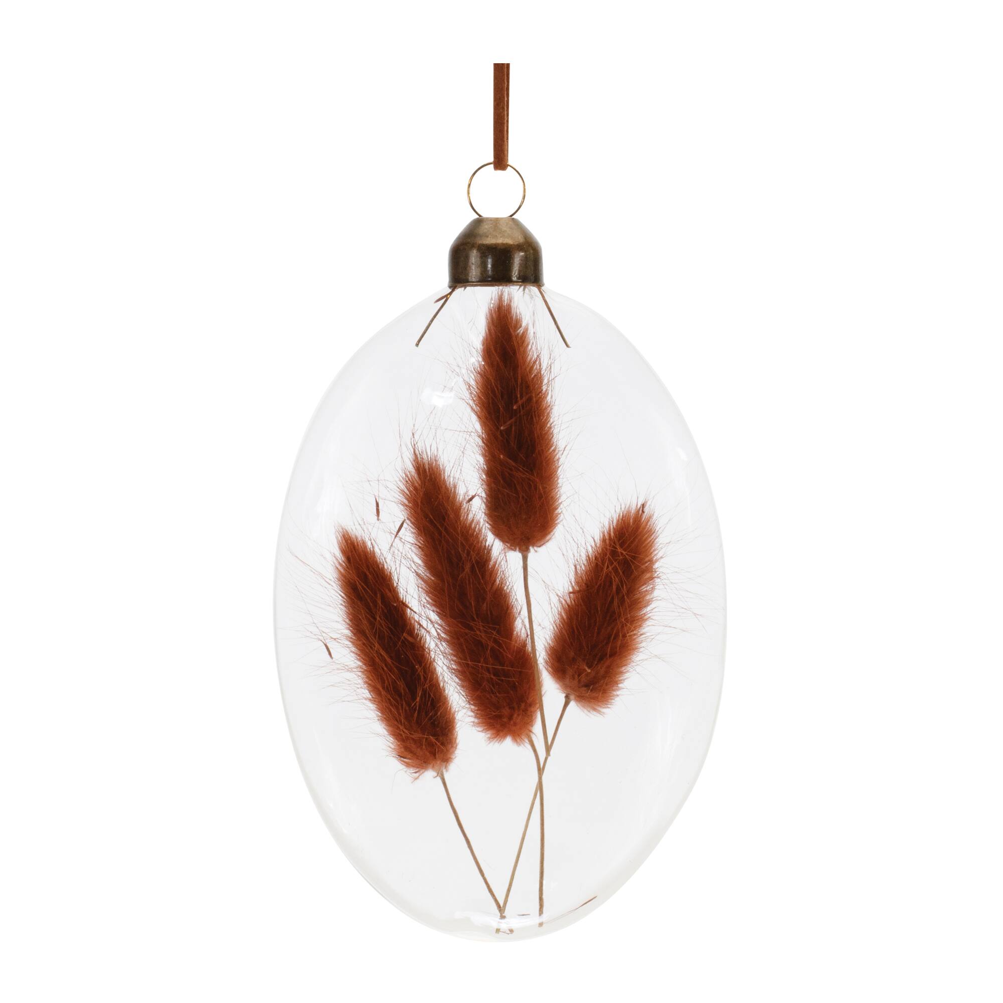 12 Pack 5.5" Warm Tone Dried Floral Glass Ornaments